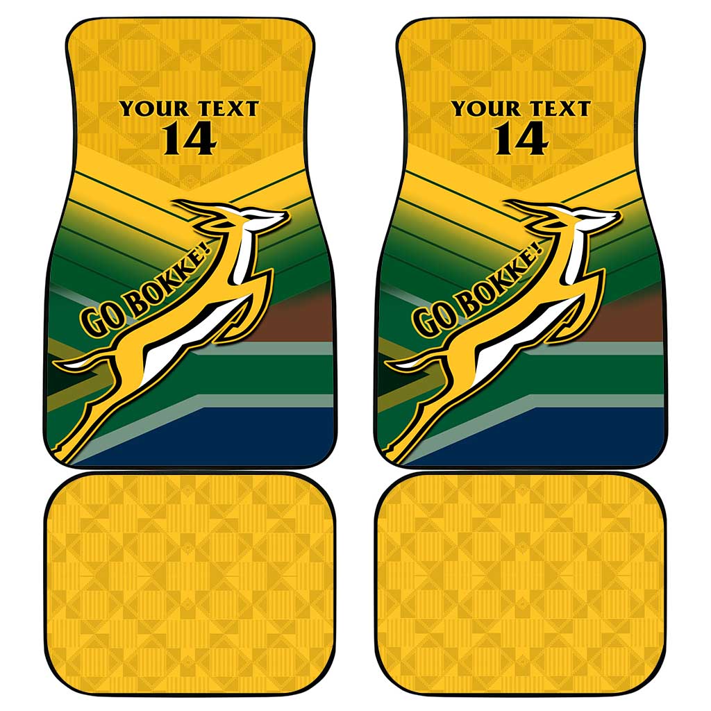 Custom South Africa Rugby Car Mats Springboks Go Champions African Pattern
