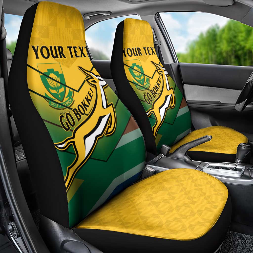Custom South Africa Rugby Car Seat Cover Springboks Go Champions African Pattern