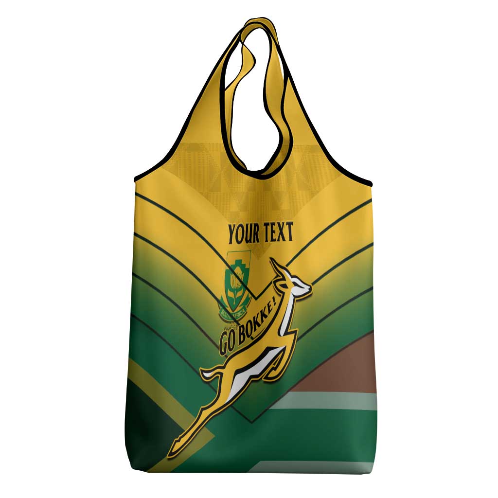 Custom South Africa Rugby Grocery Bag Springboks Go Champions African Pattern