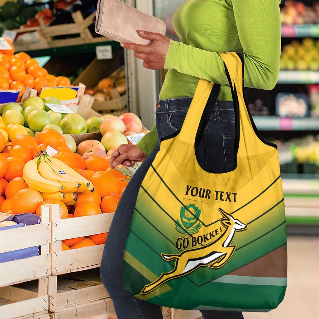 Custom South Africa Rugby Grocery Bag Springboks Go Champions African Pattern