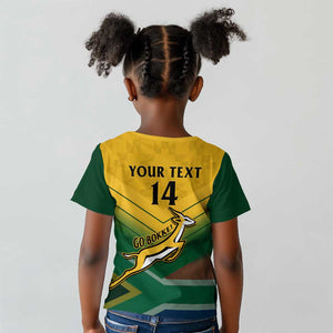 Custom South Africa Rugby Kid T shirt Springboks Go Champions African Pattern