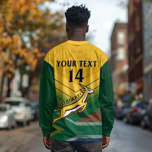 Custom South Africa Rugby Long Sleeve Shirt Springboks Go Champions African Pattern LT14
