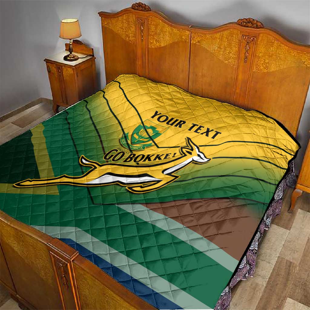 Springbok Rugby Repeated Pattern Custom South Africa Rugby Quilt Springboks Go Champions African Pattern ...