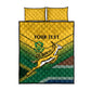 Custom South Africa Rugby Quilt Bed Set Springboks Go Champions African Pattern
