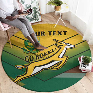 Custom South Africa Rugby Round Carpet Springboks Go Champions African Pattern