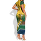 Custom South Africa Rugby Short Sleeve Bodycon Dress Springboks Go Champions African Pattern LT14
