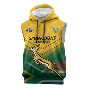 Custom South Africa Rugby Sleeveless Hoodie Springboks Go Champions African Pattern - African Pride
