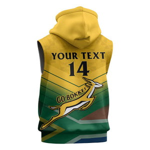 Custom South Africa Rugby Sleeveless Hoodie Springboks Go Champions African Pattern - African Pride
