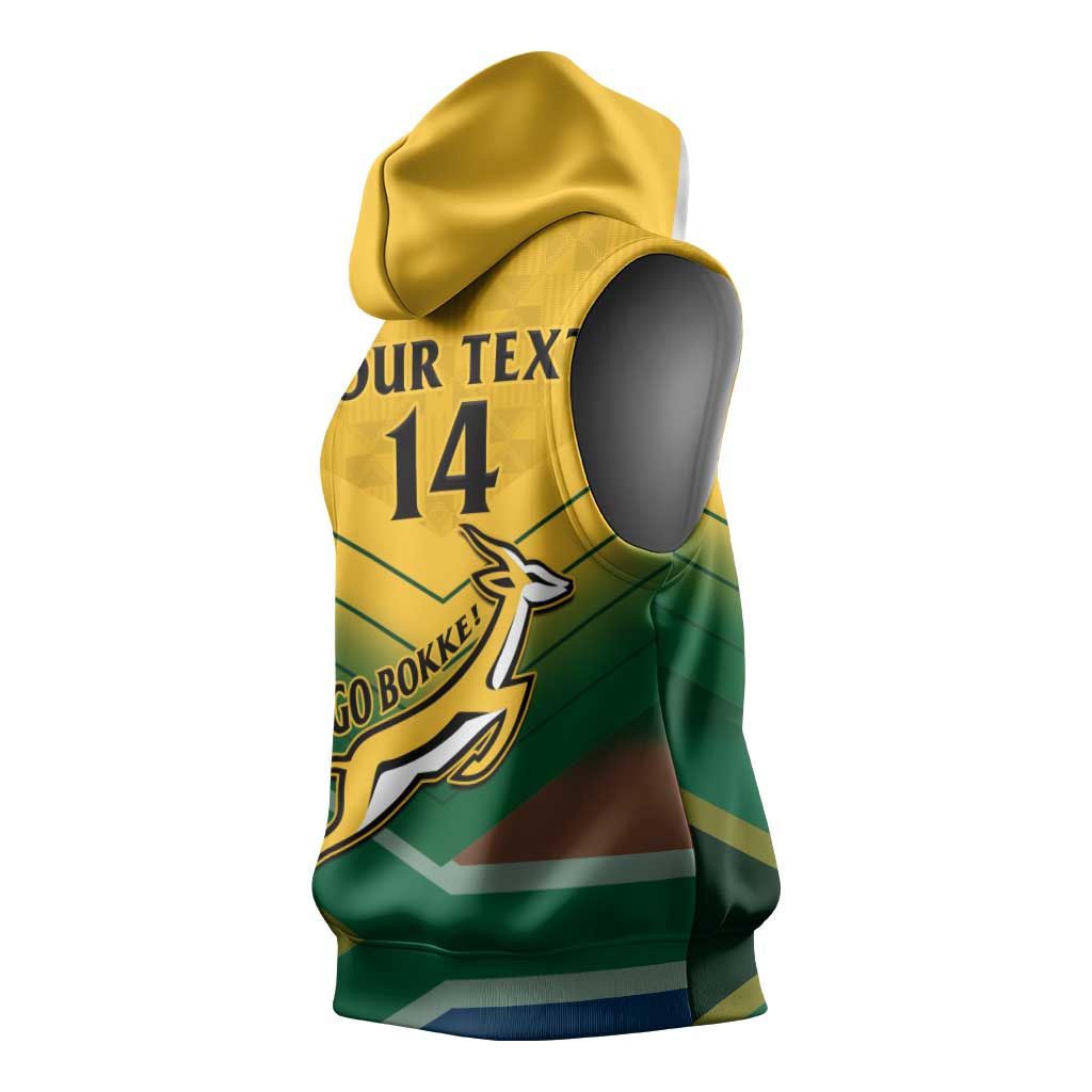 Custom South Africa Rugby Sleeveless Hoodie Springboks Go Champions African Pattern - African Pride