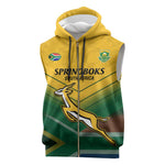 Custom South Africa Rugby Sleeveless Zip Hoodie Springboks Go Champions African Pattern - African Pride