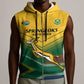 Custom South Africa Rugby Sleeveless Zip Hoodie Springboks Go Champions African Pattern - African Pride