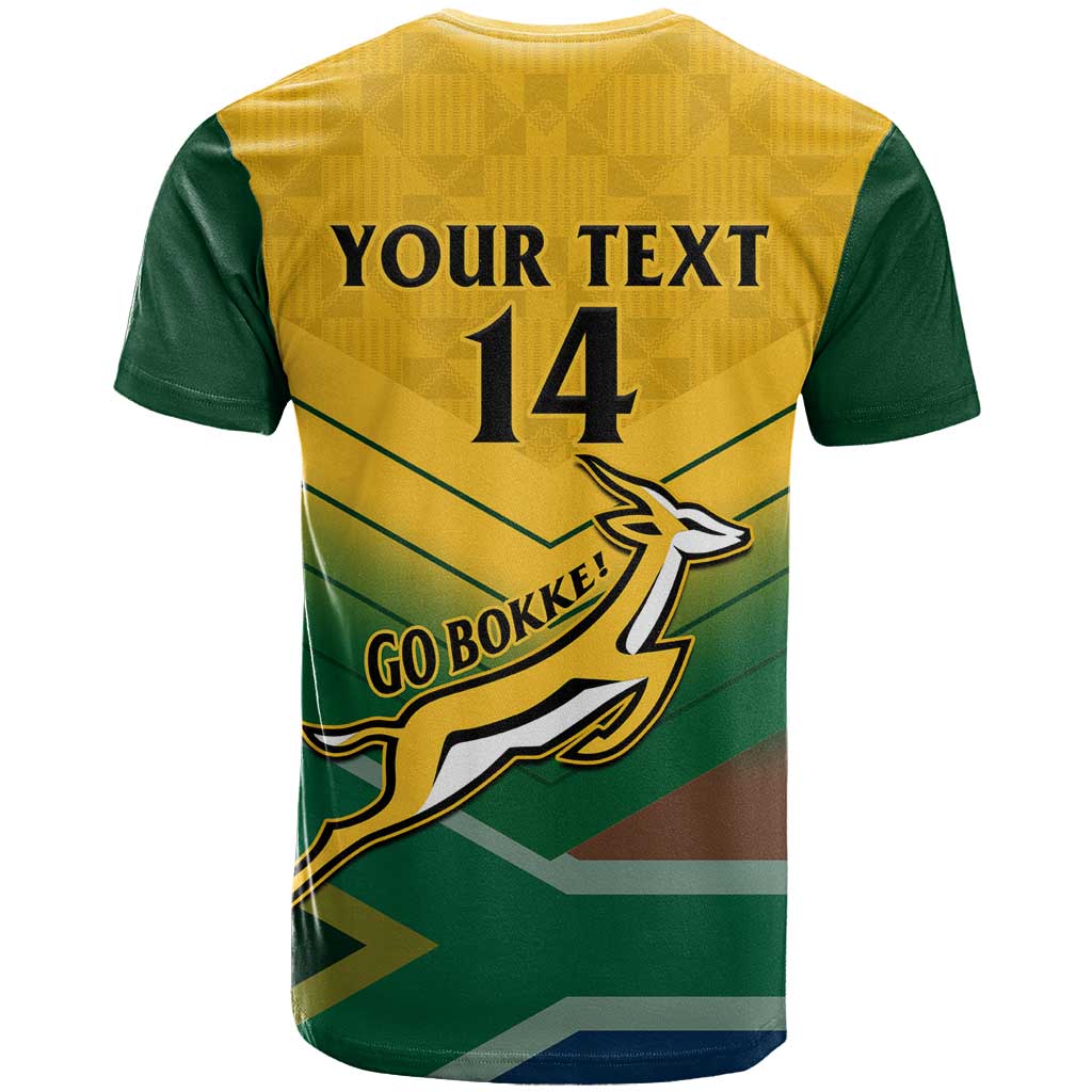 Custom South Africa Rugby T shirt Springboks Go Champions African Pattern