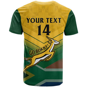 Custom South Africa Rugby T shirt Springboks Go Champions African Pattern