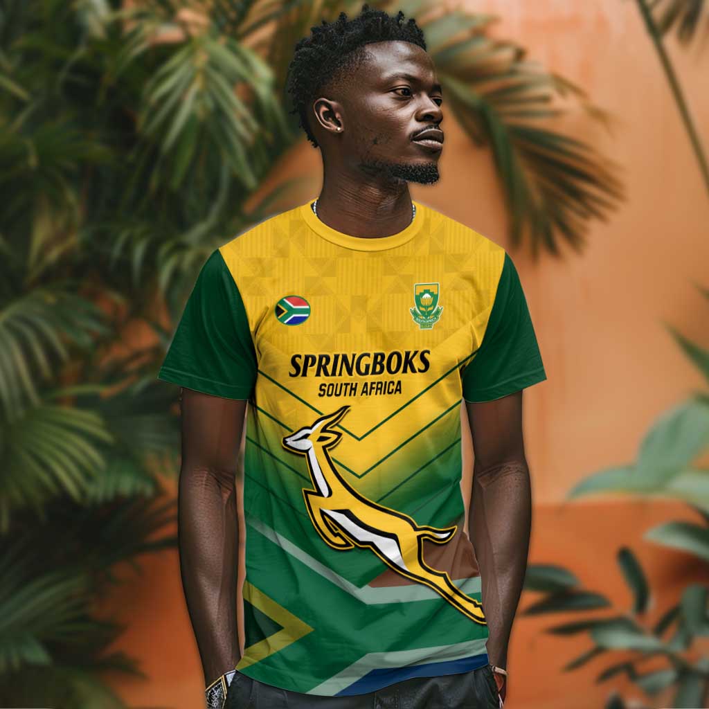Custom South Africa Rugby T shirt Springboks Go Champions African Pattern