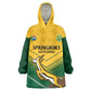Custom South Africa Rugby Wearable Blanket Hoodie Springboks Go Champions African Pattern