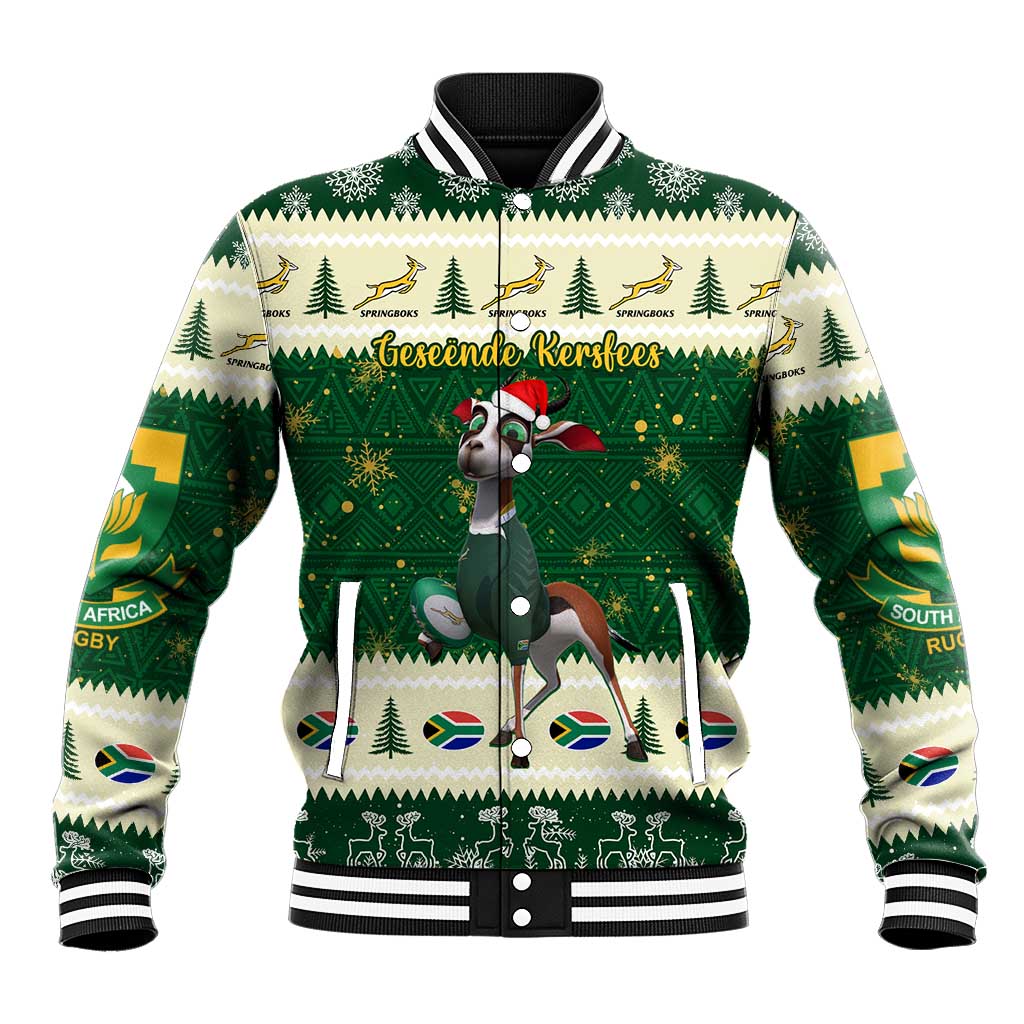 Custom South Africa Rugby Christmas Baseball Jacket Geseende Kersfees ...