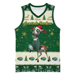 Custom South Africa Rugby Christmas Basketball Jersey Geseende Kersfees Springboks African Pattern - African Pride