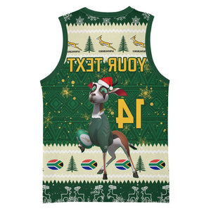 Custom South Africa Rugby Christmas Basketball Jersey Geseende Kersfees Springboks African Pattern - African Pride