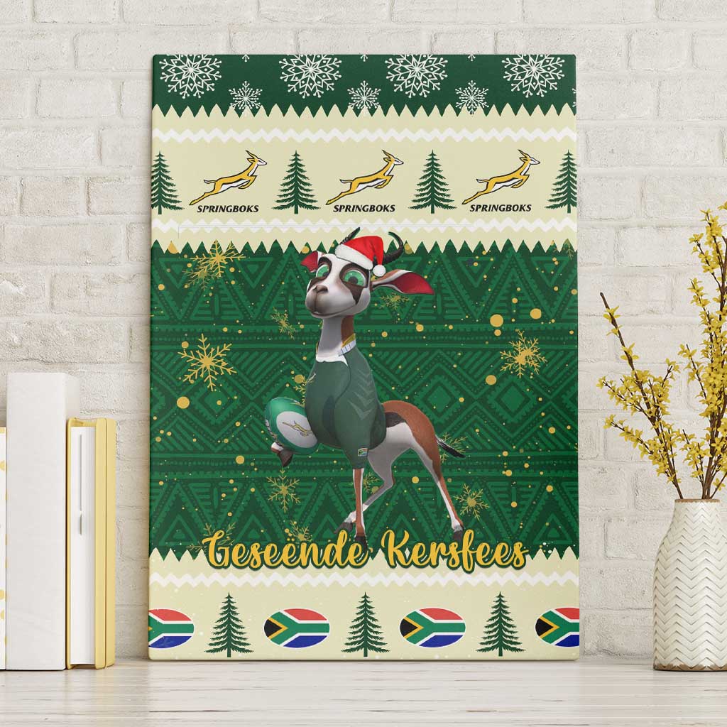 Springboks Pattern Custom South Africa Rugby Christmas Canvas Wall Art Geseende Kersfees ...