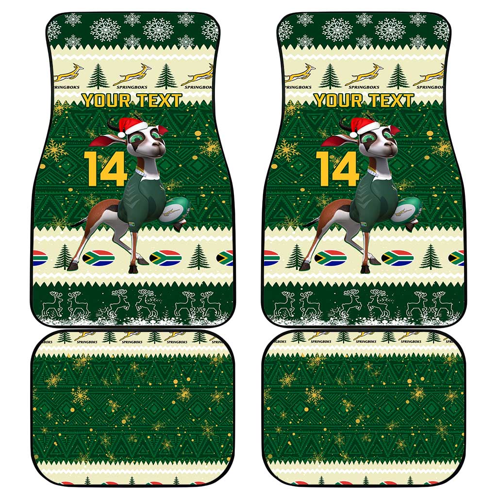 Custom South Africa Rugby Christmas Car Mats Geseende Kersfees Springboks African Pattern