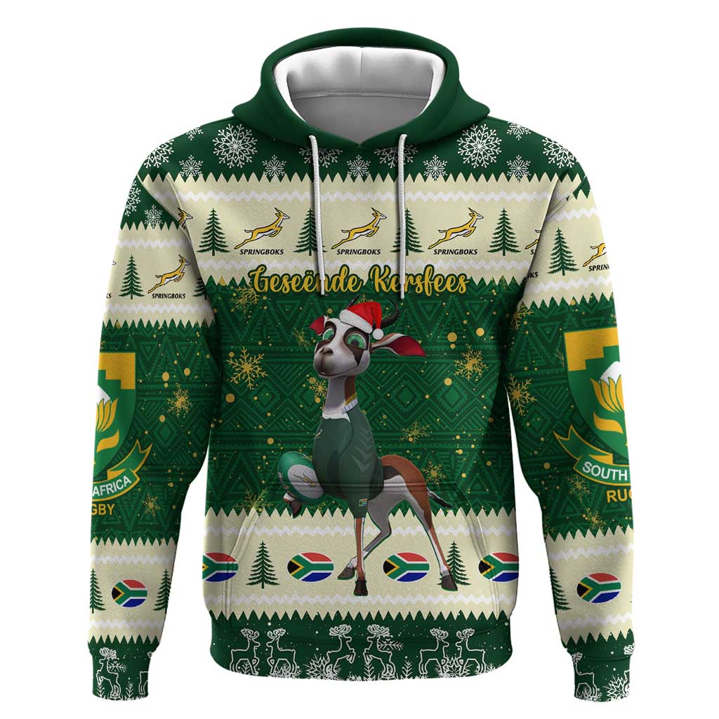 Custom South Africa Rugby Christmas Hoodie Geseende Kersfees Springboks ...