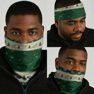South Africa Rugby Christmas Neck Gaiter Geseende Kersfees Springboks African Pattern - African Pride