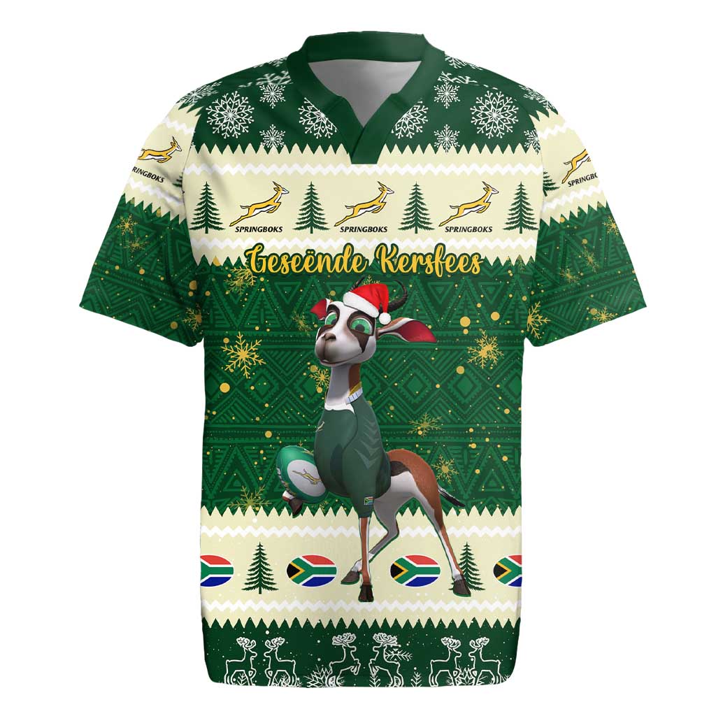 Springboks Pattern Custom South Africa Rugby Christmas Rugby Jersey Geseende Kersfees ...