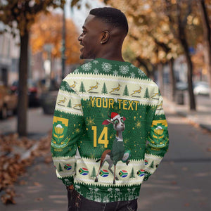 Custom South Africa Rugby Christmas Sweatshirt Geseende Kersfees Springboks African Pattern
