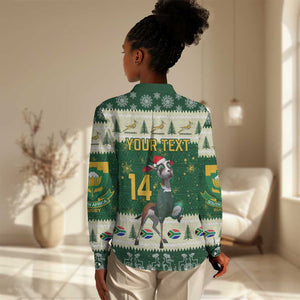 Custom South Africa Rugby Christmas Women Casual Shirt Geseende Kersfees Springboks African Pattern LT14