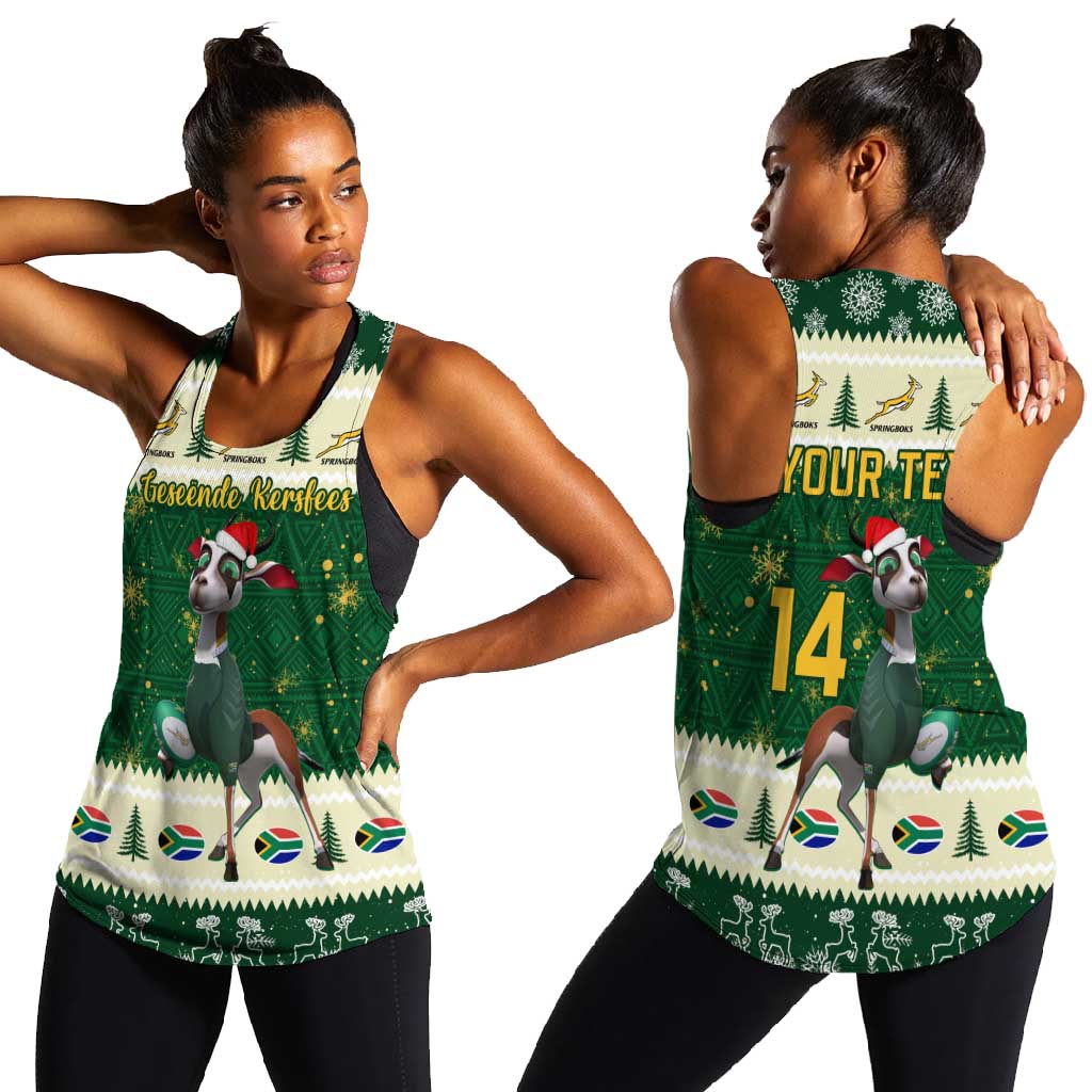 Custom South Africa Rugby Christmas Women Racerback Tank Geseende ...
