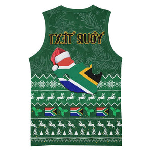Personalised South Africa Christmas Basketball Jersey Cool Santa Claus With South African Map - African Pride