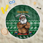 Personalised South Africa Christmas Beach Blanket Cool Santa Claus With South African Map