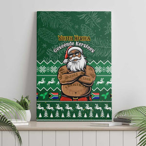 Personalised South Africa Christmas Canvas Wall Art Cool Santa Claus With South African Map