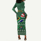 Personalised South Africa Christmas Long Sleeve Bodycon Dress Cool Santa Claus With South African Map LT14