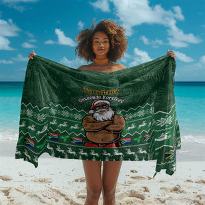 Personalised South Africa Christmas Sarong Cool Santa Claus With South African Map