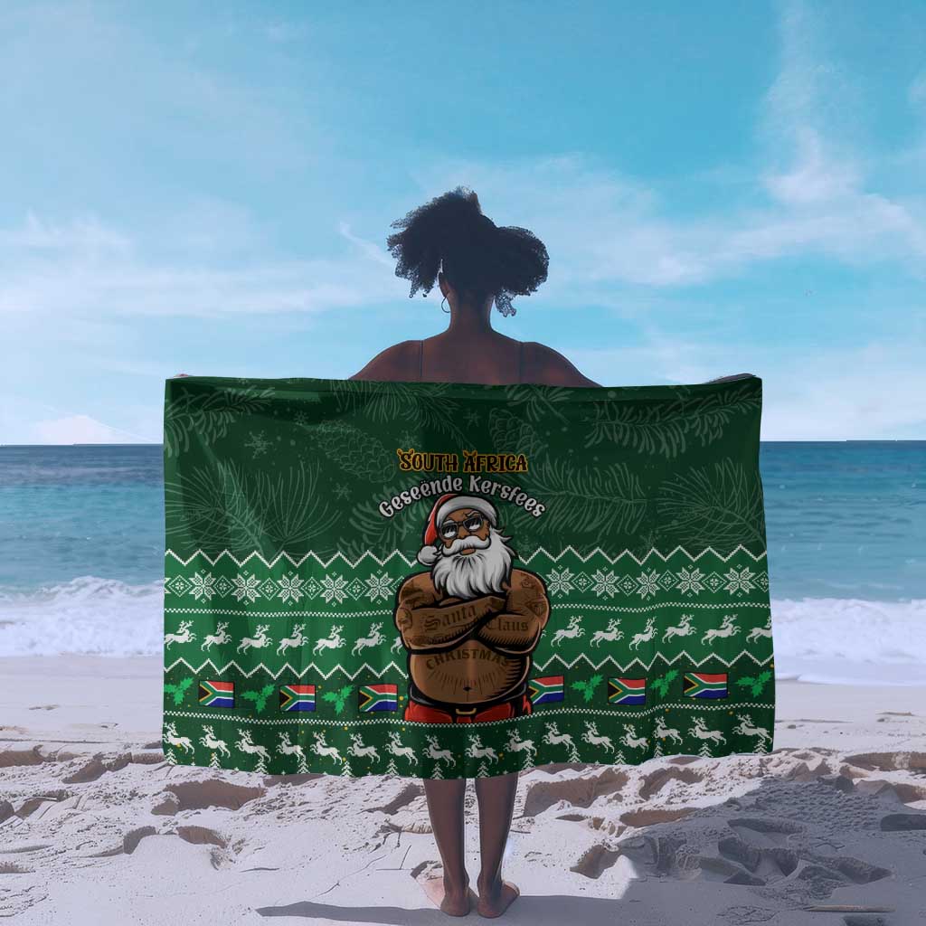 Personalised South Africa Christmas Sarong Cool Santa Claus With South African Map