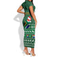 Personalised South Africa Christmas Short Sleeve Bodycon Dress Cool Santa Claus With South African Map LT14