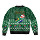 Personalised South Africa Christmas Sleeve Zip Bomber Jacket Cool Santa Claus With South African Map