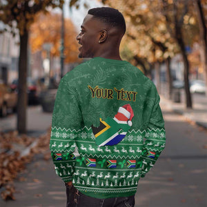 Personalised South Africa Christmas Sweatshirt Cool Santa Claus With South African Map