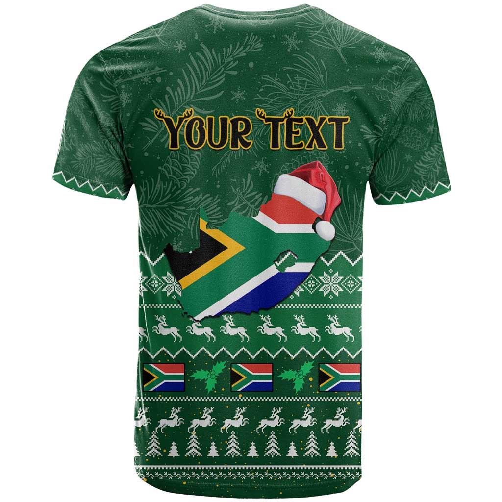 Personalised South Africa Christmas T shirt Cool Santa Claus With South African Map