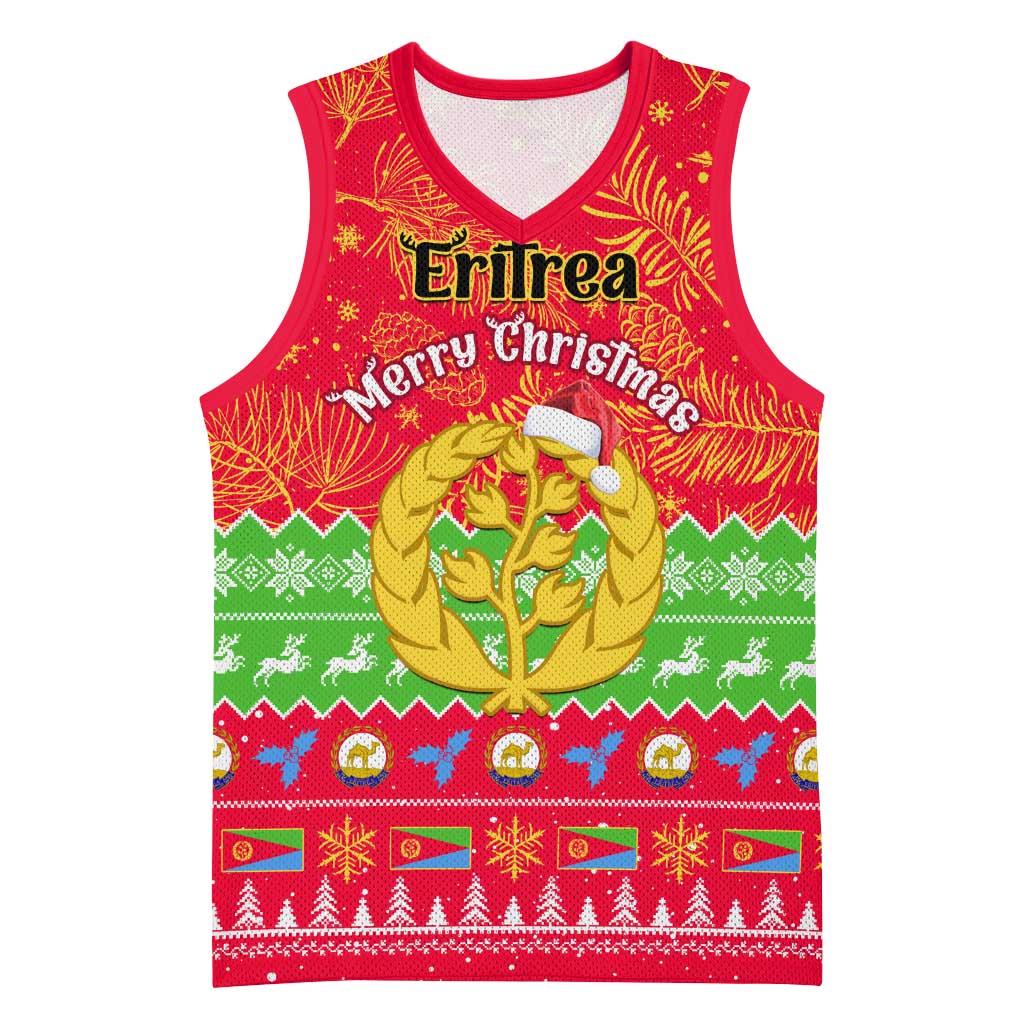 Personalised Eritrea Christmas Basketball Jersey Eritrean Olive Santa Claus Merry Xmas - African Pride