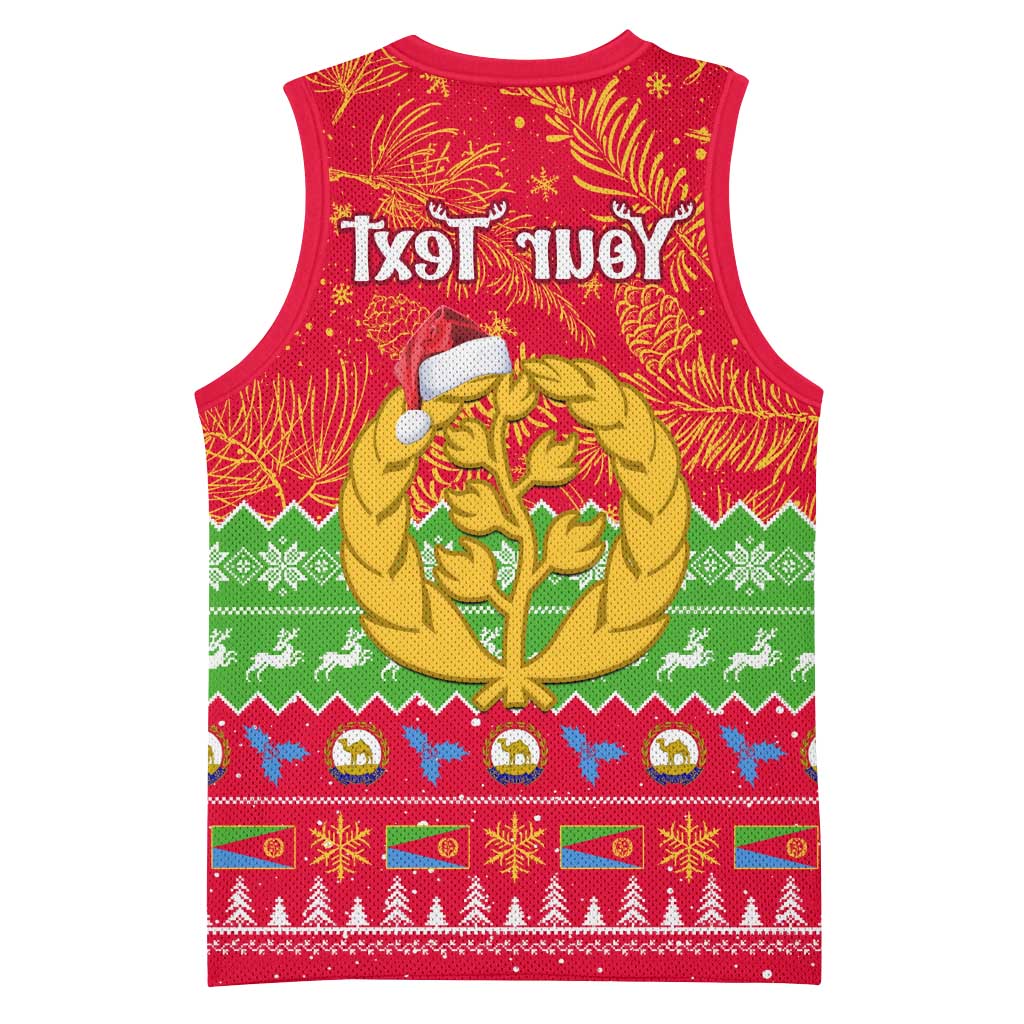 Personalised Eritrea Christmas Basketball Jersey Eritrean Olive Santa Claus Merry Xmas - African Pride