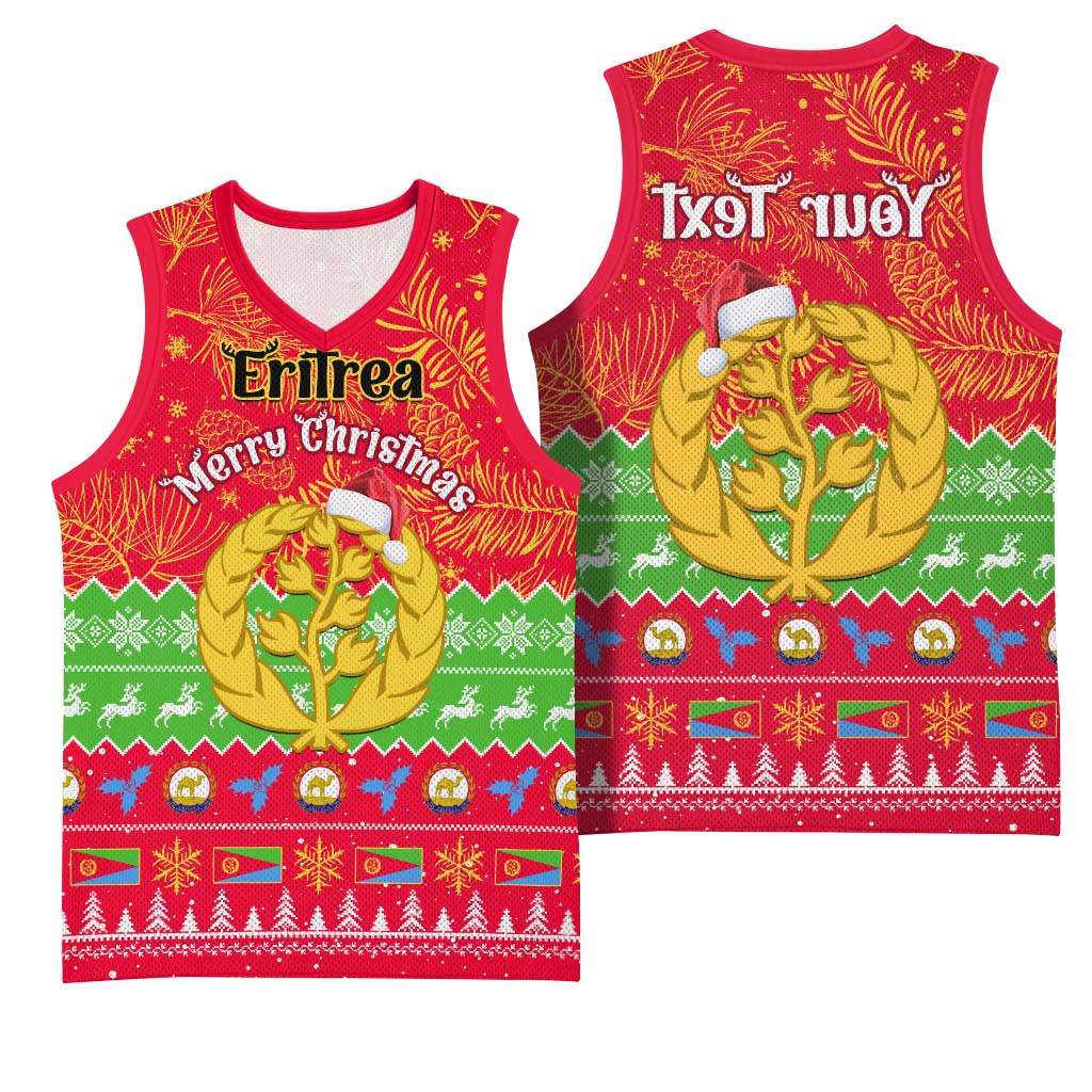 Personalised Eritrea Christmas Basketball Jersey Eritrean Olive Santa Claus Merry Xmas - African Pride