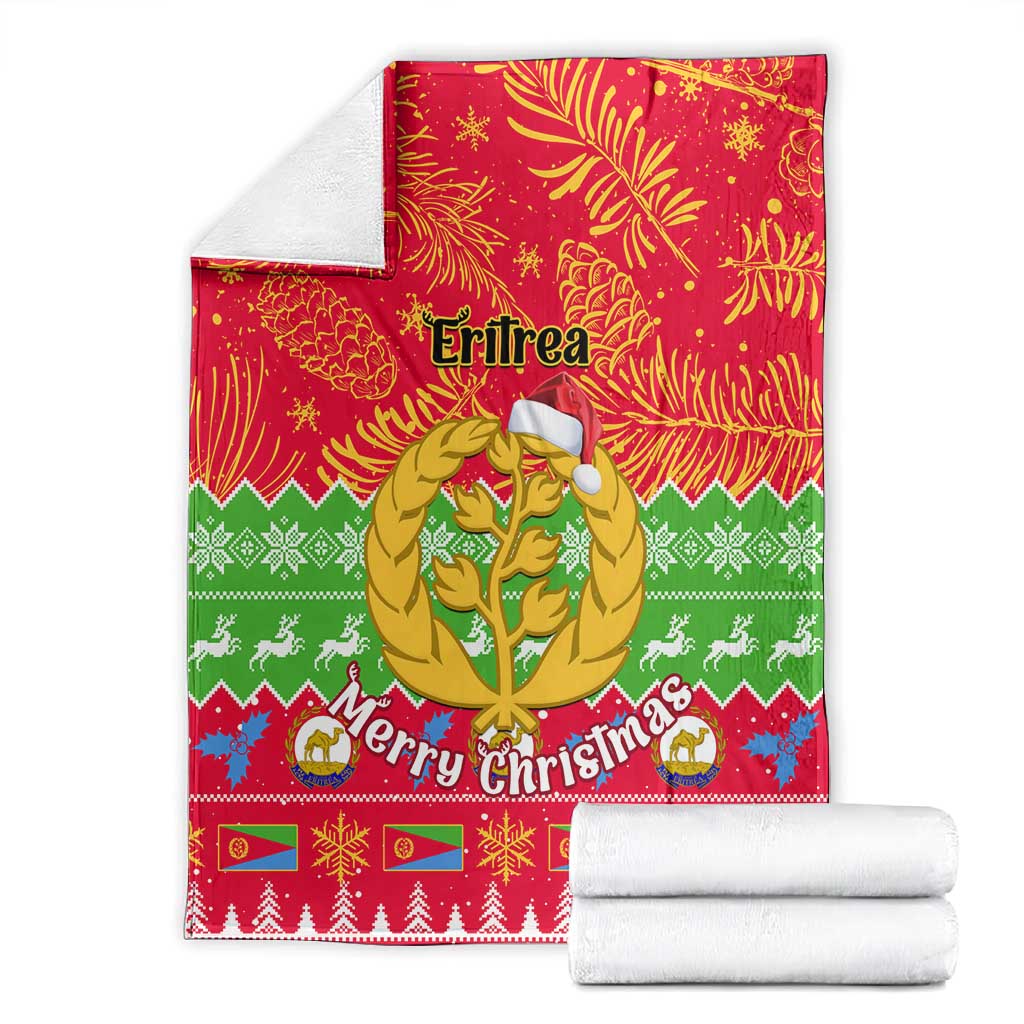 Personalised Eritrea Christmas Blanket Eritrean Olive Santa Claus Merry Xmas