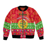 Personalised Eritrea Christmas Bomber Jacket Eritrean Olive Santa Claus Merry Xmas