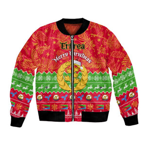 Personalised Eritrea Christmas Bomber Jacket Eritrean Olive Santa Claus Merry Xmas