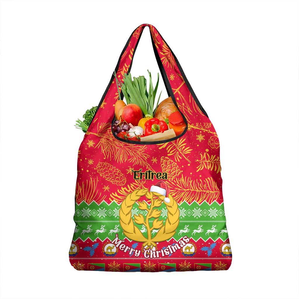 Personalised Eritrea Christmas Grocery Bag Eritrean Olive Santa Claus Merry Xmas