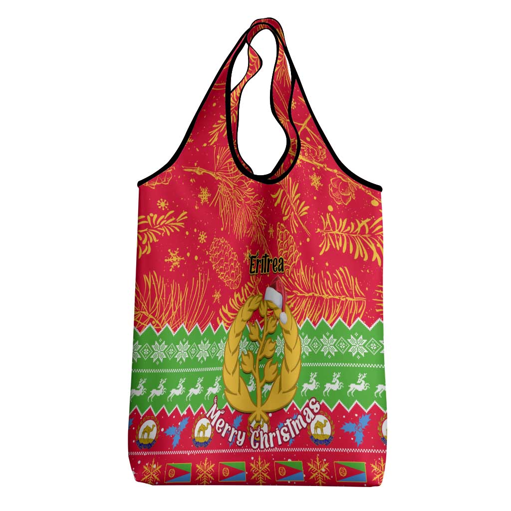 Personalised Eritrea Christmas Grocery Bag Eritrean Olive Santa Claus Merry Xmas