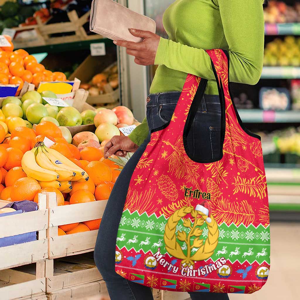 Personalised Eritrea Christmas Grocery Bag Eritrean Olive Santa Claus Merry Xmas