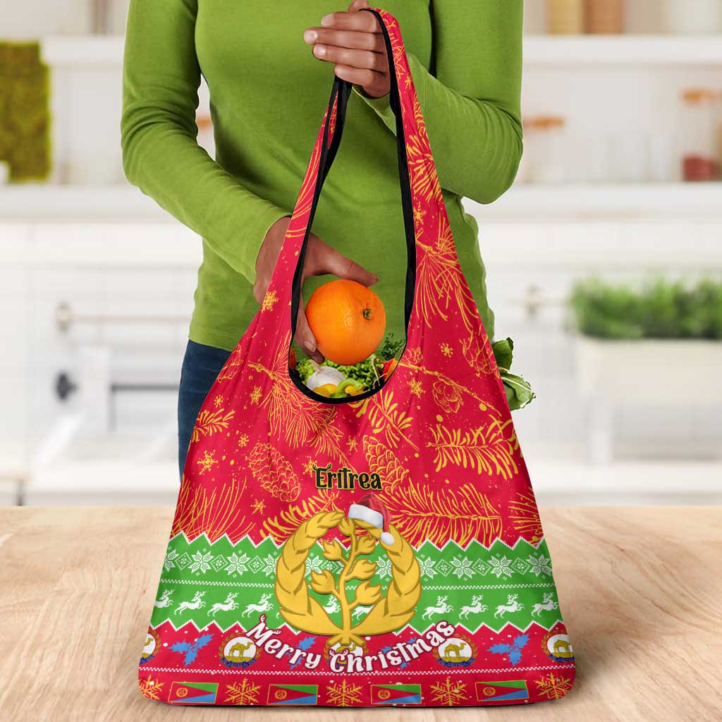 Personalised Eritrea Christmas Grocery Bag Eritrean Olive Santa Claus Merry Xmas